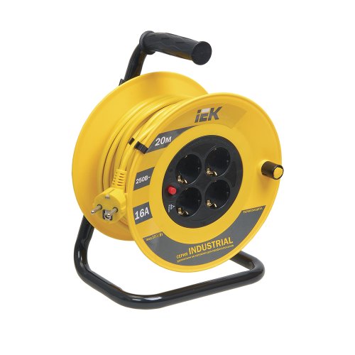 Катушка УК20 с т/з 4 места 2Р+PЕ/20м 3х1,5 мм2 Industrial ИЭК, WKP15-16-04-20