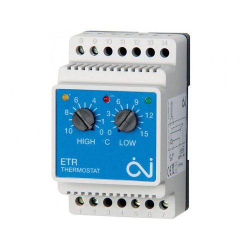 Термостат DIN водосточ.+датч.воздуха -15+10' 3500W 16А OJ Electronics ETR/F-1447