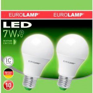 Лампа LED E27 EuroLamp 50000h Led eco 2шт.A50 7,0W/3000 KP-LED-A60-07273(D)