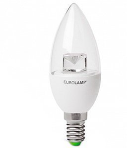 Лампа свічка LED E14 EuroLamp 50000h Led eco 2шт.6,0W/3000 KP-LED-CL-06143(D)