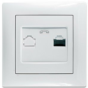 Розетка телефон.+гнездо Erste Triumph 9202-63 W бел