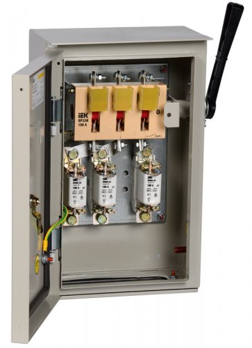 Ящик с рубильником 3-п I-0,предохранителями IP54 ИЭК ЯРП-100А 74 У1 YARP-100-74-54