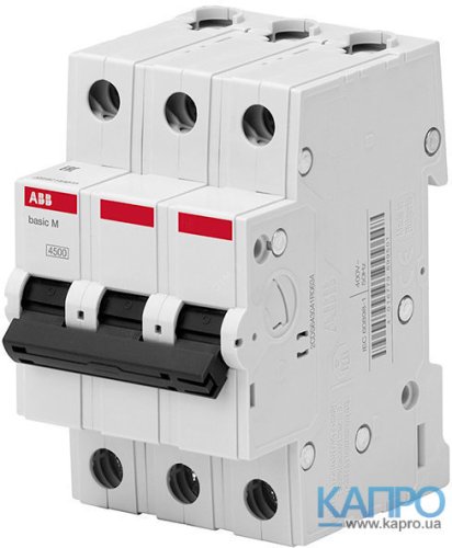 Вимикач автоматичний 3-п Abb Basic M 4,5kA BMS413B20 B 20А 2CDS643041R0205