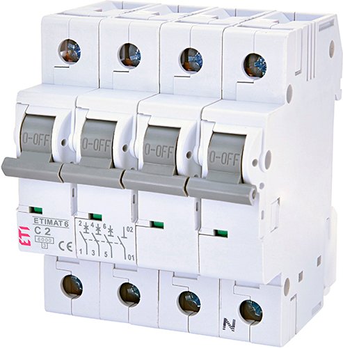 Выключатель автоматический 3p+N ETI 6kA Etimat 6 AC C 2A 2146508
