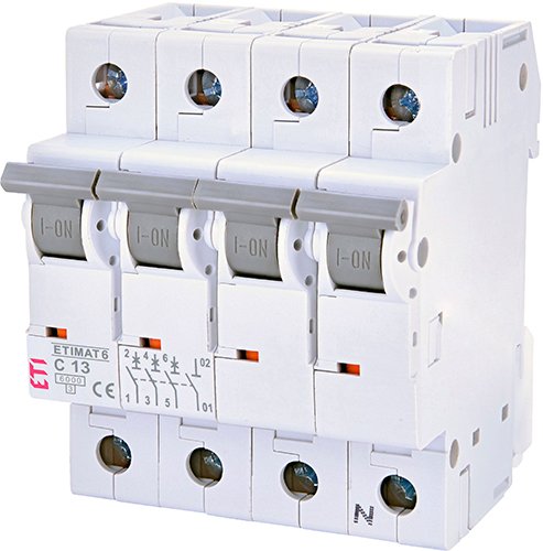 Выключатель автоматический 3p+N ETI 6kA Etimat 6 AC C 13А 2146515