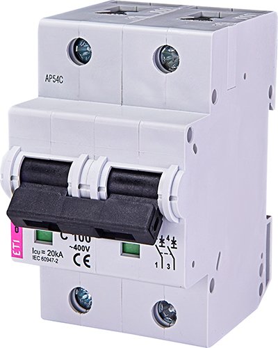 Вимикач автоматичний 2-п ETI 20kA Etimat 10 AC C 100А (20 kA) 2133732