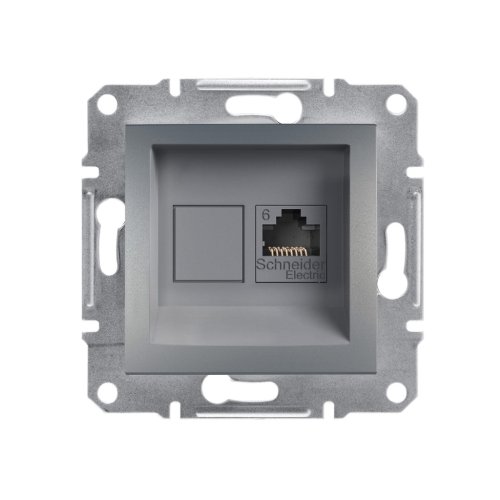 Розетка комп'ют. 1-я RJ-45 UTP Кат.6 Schneider Asfora EPH4700162 сталь