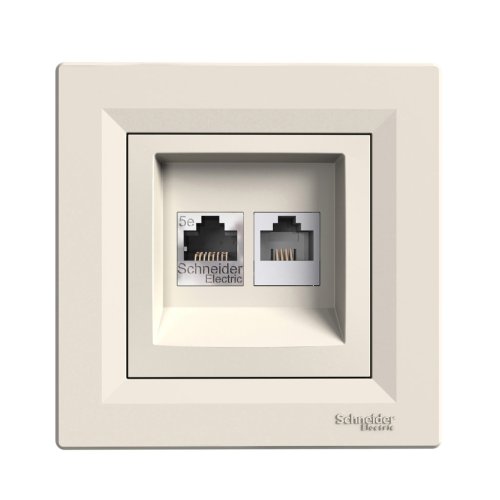 Розетка комп'ют. +телефон. RJ-45 UTP+RJ-12 Schneider Asfora EPH4900123 крем