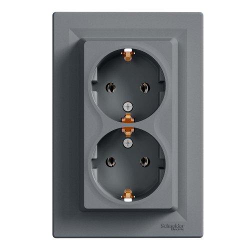 Розетка с з/к 2-я 16А Schneider Asfora EPH9900162 сталь