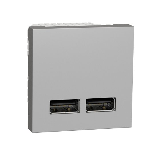 Розетка USB, 2-местная, 5 В / 2100 мА, 2-мод., NU341830 UNICA NEW алюминий