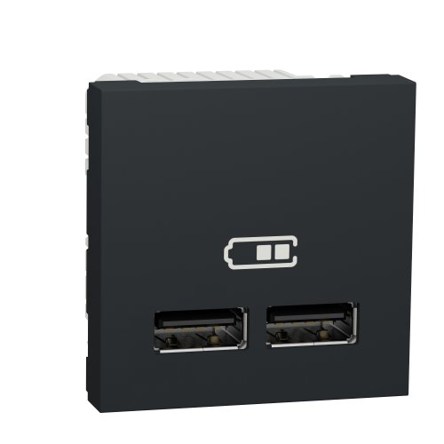 Розетка USB, 2-местная, 5 В / 2100 мА, 2-мод., NU341854 UNICA NEW антрацит