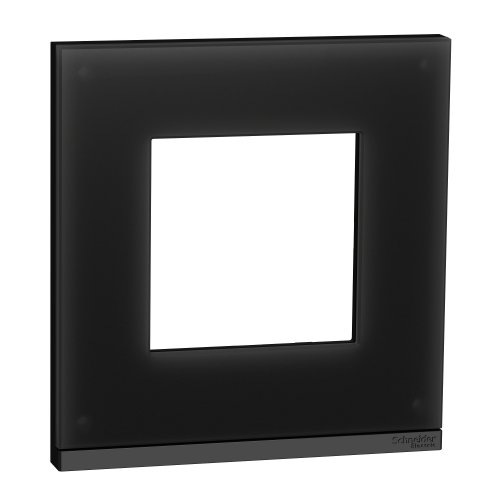Рамка 1-постовая UNICA PURE NU600286, горизонтальная, черное стекло/антрацит