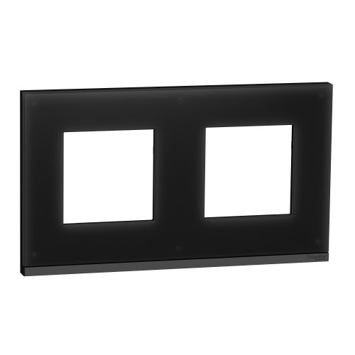 Рамка 2-постовая UNICA PURE NU600486, горизонтальная, черное стекло/антрацит