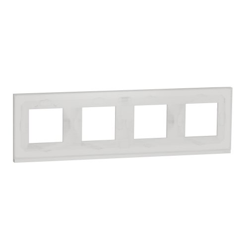 Рамка 4-постовая UNICA PURE NU600885, горизонтальная, белое стекло/белый