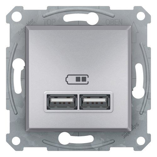 Розетка USB 2,1A Asfora Schneider Electric, 10A, алюминий