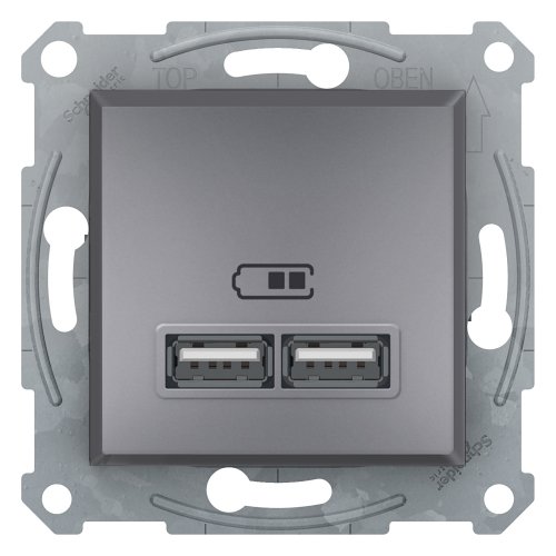 Розетка USB 2,1A Asfora Schneider Electric, 10A, сталь