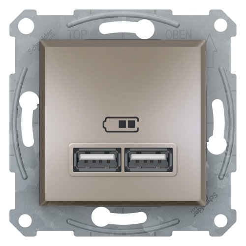 Розетка USB 2,1A Asfora Schneider Electric, 10A, бронза