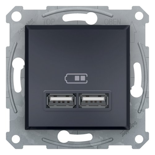 Розетка USB 2,1A Asfora Schneider Electric, 10A, антрацит