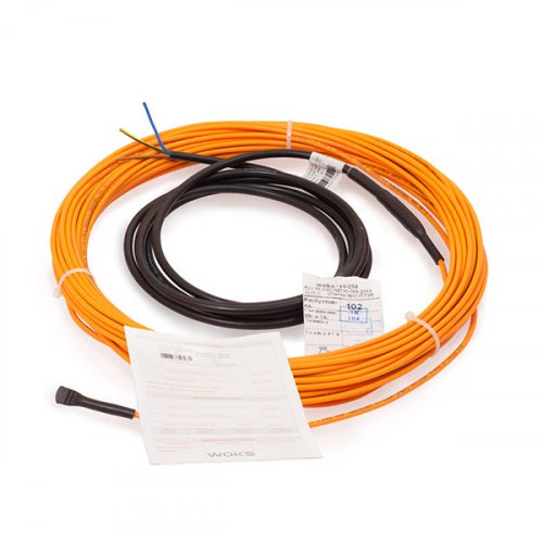 Нагревательный кабель WOKS-10 тонкий двухжильный (в комплекте), 300 Вт