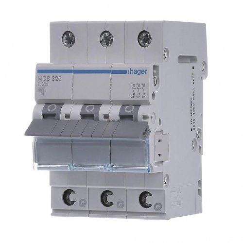 Автоматичний вимикач QC 3P 6kA C-32A 3M, Hager MCS332