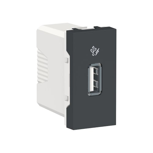 Розетка USB, 1-местная, 5 В / 2100 мА, 1-мод., NU342854 UNICA NEW антрацит
