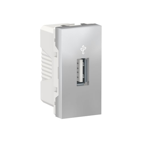 USB-коннектор, 1-модуль, NU342930 UNICA NEW алюминий  USB-коннектор, 1-модуль, NU342930 UNICA NEW алюминий