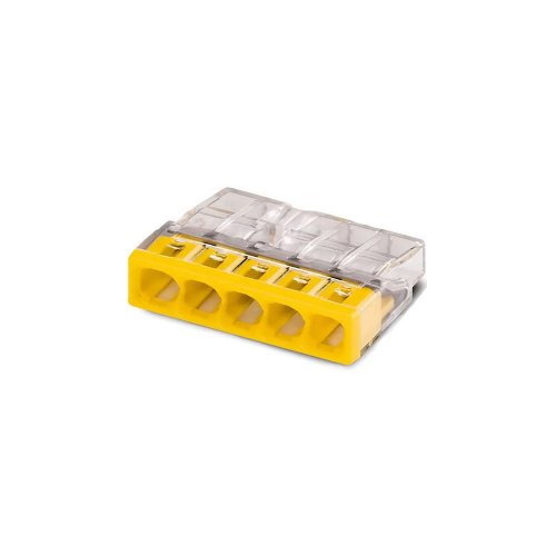Клемма соединит.для коробок Wago 2273-205 5*0,5-2,5 кв.мм проз/желт