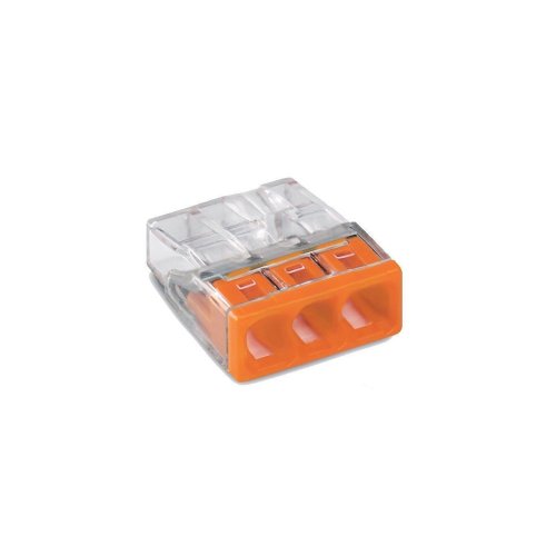 Клемма соединит.для коробок с пастой Wago 2273-243 3*0,5-2,5 кв.мм проз/оранж
