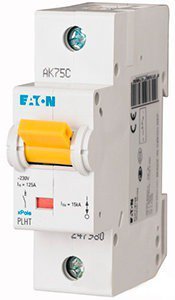 Выключатель автоматический 1-п Eaton 25kA PLHT-C125/1 125А 247989