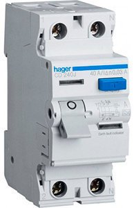 Диф.реле 2-п Hager CD241J AC-40/0,03А