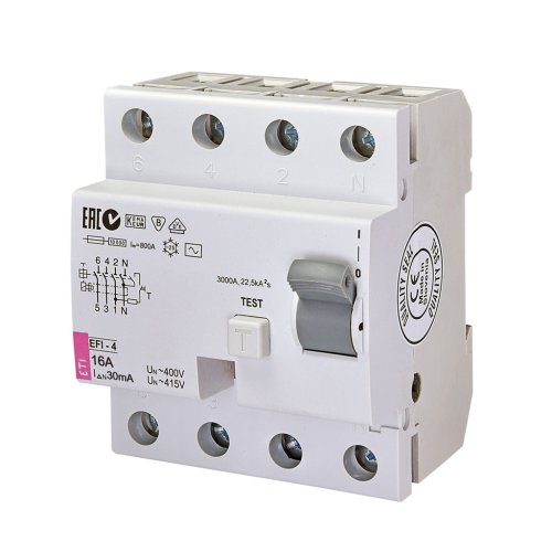 Диф.реле 4-п ETI 10kA AC EFI-4 80/0,03A 2062145