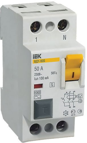 Диф.реле 2-п ИЭК тип AC 3kA ВД 1-63 50/0,03А MDV10-2-050-030