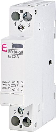 Контактор DIN 230V ETI AC/DC 1мод RD 20-20 2но 2464004