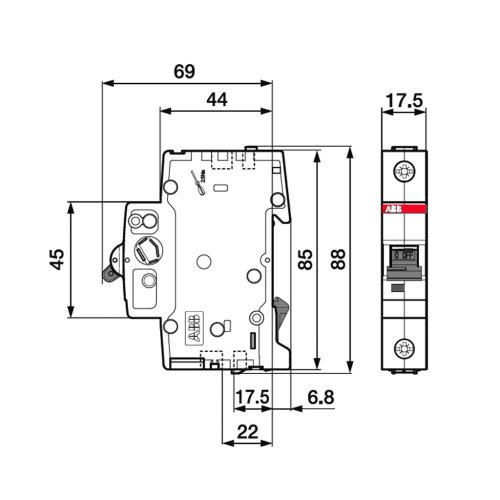 Выключатель автоматический 1-п Abb 6kA S201 C 0,5А 2CDS251001R0982