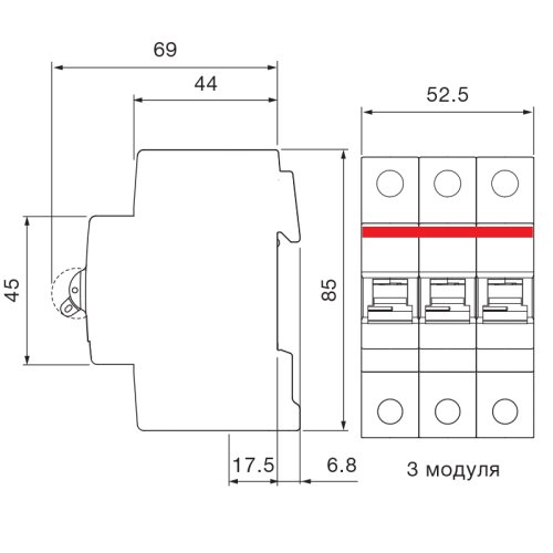 Выключатель автоматический 3-п Abb 6kA S203 D 32А 2CDS253001R0319