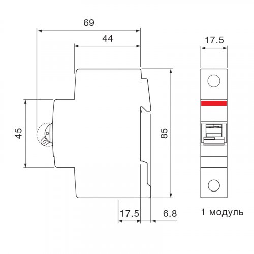 Автоматичний вимикач 1-п Abb SH201-B6 6kA 2CDS211001R0065