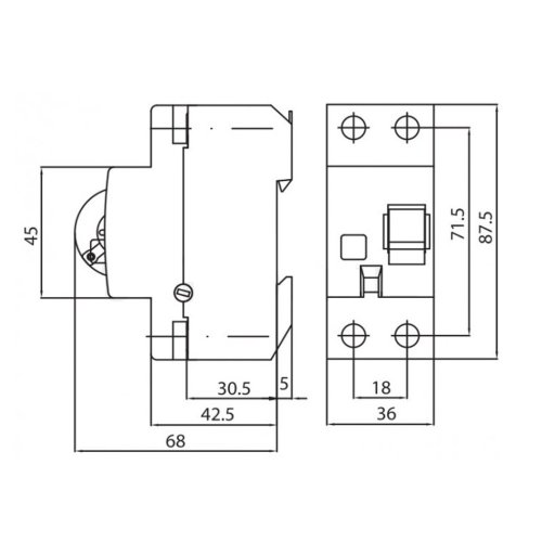 Диф.реле 2-п ETI 6kA AC EFI6-2 63/0,03A 2062134