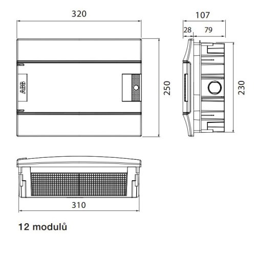 Щит встроенный, 12-мод. MISTRAL41F (850°) прозрачные двери, без клемм, 1SLM004100A1403