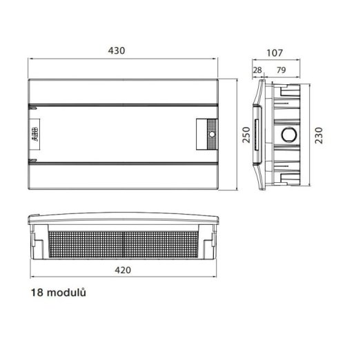 Щит вбудований 18-мод. MISTRAL41F (650°) прозорі дверцята, с клемами