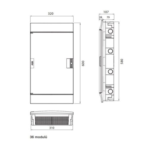 Щит вбудований 36-мод. MISTRAL41F (650°) прозорі дверцята, с клемами