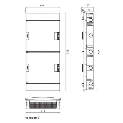 Щит встроенный, 48-мод. MISTRAL41F (650°) прозрачные двери, без клемм, 1SLM004100A1208