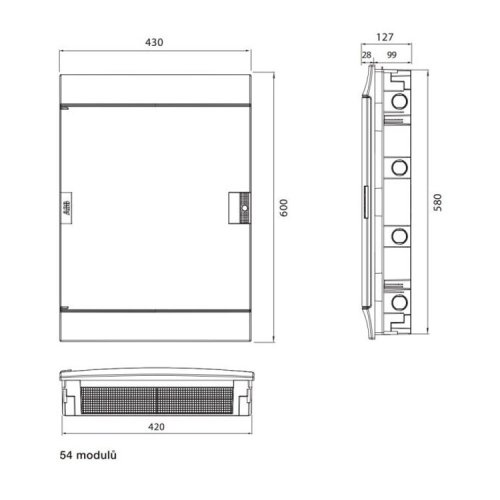 Щит вбудований 54-мод. MISTRAL41F (650°) непрозорі дверцята, с клемами