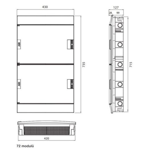 Щит встроенный 72-мод. MISTRAL41F (650°) прозрачные двери, с клеммами, 1SLM004101A1210