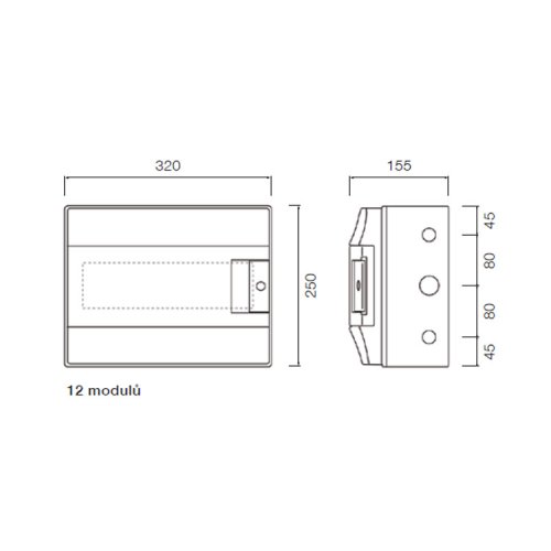 Щит накладний 12-мод. IP65 Mistral65 (750°) непрозорі дверцята, с клемным блоком