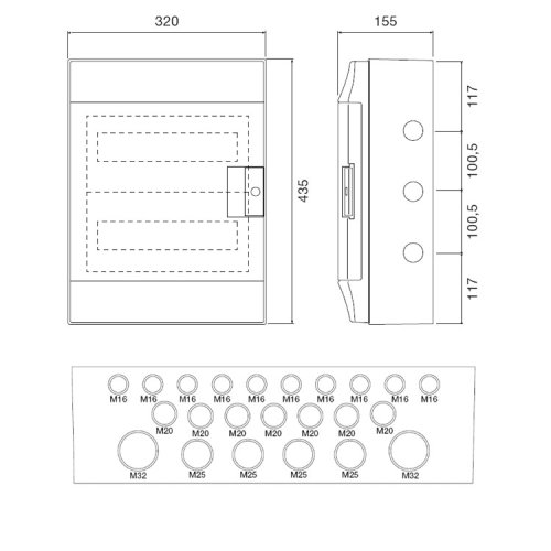 Щит накладной 24-мод. IP65 Mistral65 (650°), прозрачная дверь, без клемм, 1SL1204A00