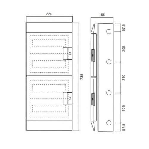 Щит накладний 48-мод. IP65 Mistral65 (750°) прозорі дверцята, с клемным блоком