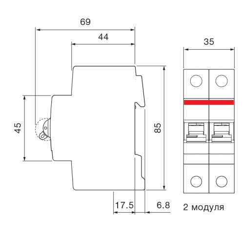 Автоматический выключатель 2-п Abb SH202-B25 6kA 2CDS212001R0255