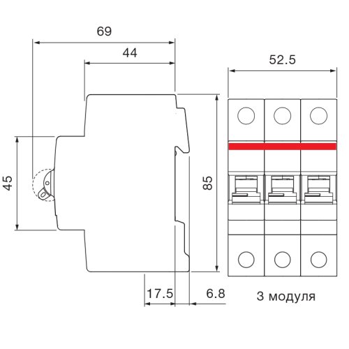 Автоматичний вимикач 3-п Abb SH203-B13 6kA 2CDS213001R0135