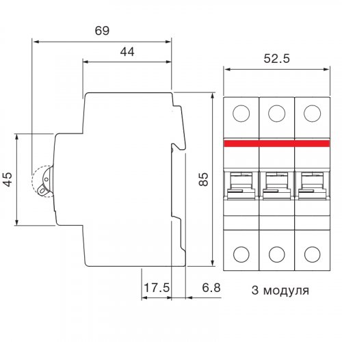 Автоматический выключатель 3-п Abb SH203-B50 6kA 2CDS213001R0505
