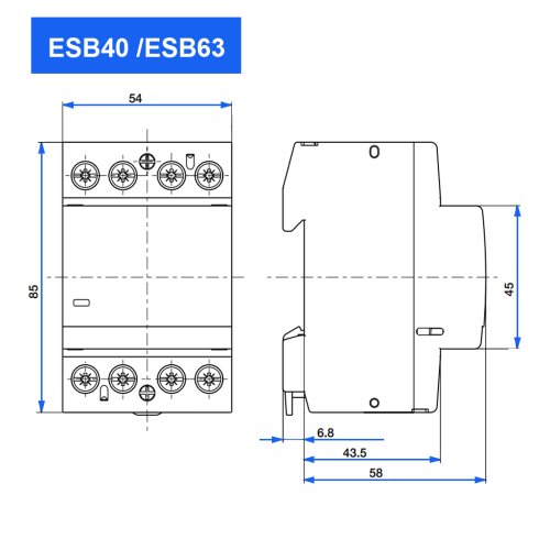 Контактор ESB40-40N-06, 40А, 4Р, 4НВ, 230V АC/DC, Abb 1SAE341111R0640